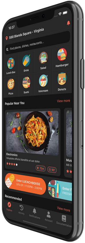 Food Star App in dark mode